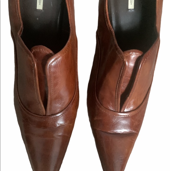 Max Studio Quasi Vintage Brown Leather Heels 9M - Picture 6 of 13